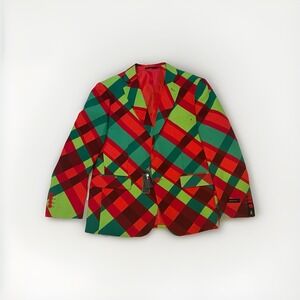 New Braveman Mens 40S Classic Fit Christmas Plaid‎ 3 Piece Suit Pants Tie 34x34